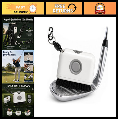 Golf Brush with Water Release - Palm Grip, Magnetic Clip, Extra Nylon Head, Golf