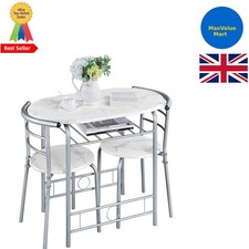 3 Piece Modern Dining Table Set Kitchen Table and Chairs Set for 2 Space Saving