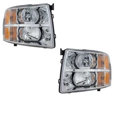 For 07-14 Silverado Pickup Halogen Headlight Headlamp Head Light w/Bulb PAIR SET