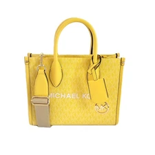Michael Kors Mirella Small Shopper Top Zip Crossbody Handbag MK Daisy Yellow