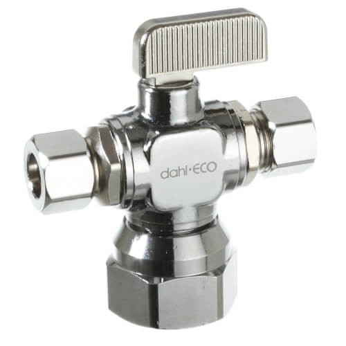 Dahl 611-53-31-31 Supply Stop 1/2" FIP Chrome Plated Brass Dual Outlet Valve