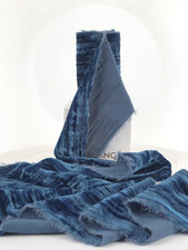 Blue Velvet Ribbon 3 Inch Velvet Frayed Velvet Ribbon Crinkled Raw Edge Ribbon f
