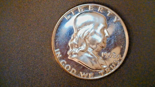 1958 US Franklin Half, Uncirculated High Grade,Proof, .36169 Oz Slv (US-9014)