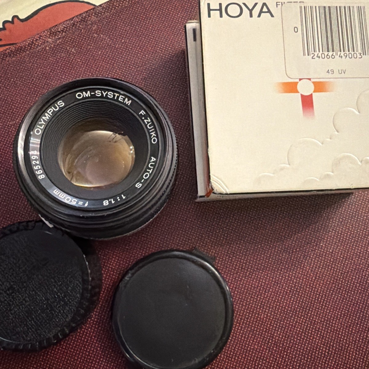 OLYMPUS F-Zuiko Auto-S 50mm f1.8 lens OM System W/ Caps,New Hoya