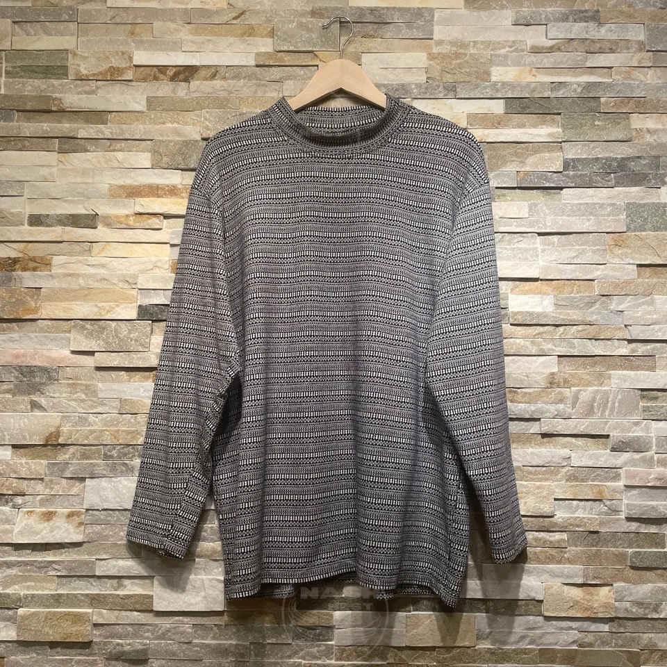 Pullover vintage Weavers L de gran tamaño años 90 | tejido geométrico blanco negro, EE. UU., raro Foto 3 de 4