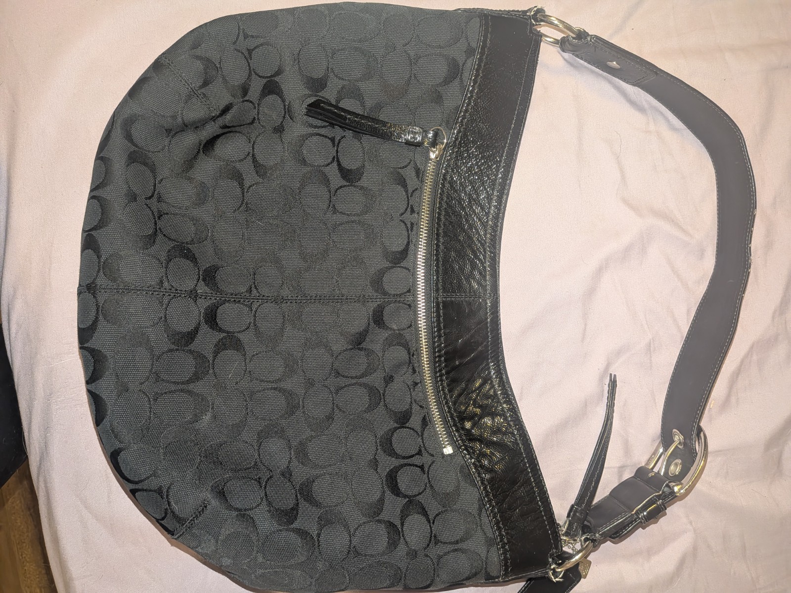 Coach Y2k Black Jacquard Crescent Shape Hobo Soho Bag - Gem