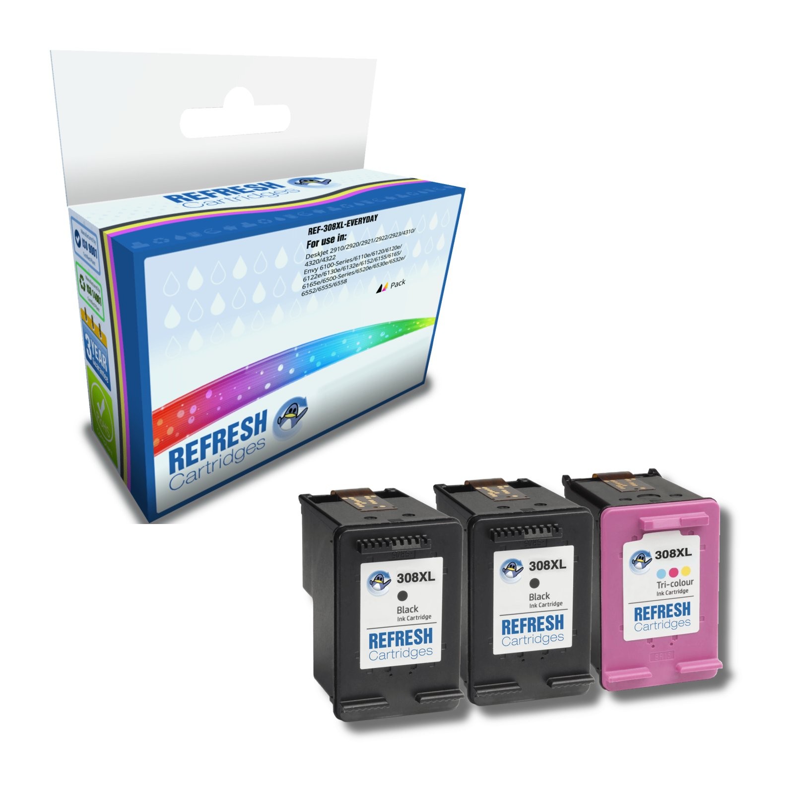 Refresh Cartridges Replacement Value Pack 308XL Ink Compatible With HP Printers