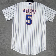 VTG Majestic New York Mets David Wright Jersey Youth Sz L White 5 Pinstripe MLB