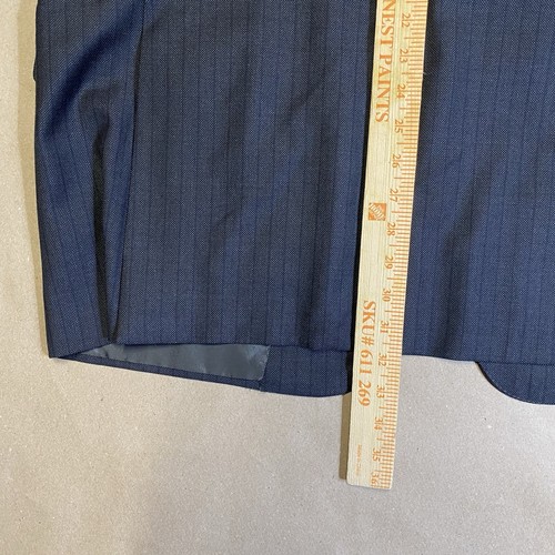 Hickey Freeman Loro Piana Black Wool Blazer Super 150s Mens 46L Pinstriped USA - Picture 11 of 13