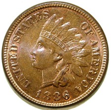 Centavo cabeza india tipo 1 1886 casi sin circular ☆☆ rojo/marrón ☆☆ 242