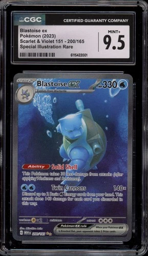 Pokemon Blastoise ex 151 MEW EN Special Illustration Rare #200 CGC 9.5
