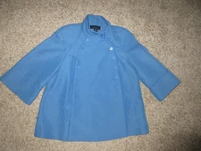 ESCADA SPORT WOOL COTTON BLEND RIBBED JACKET BLUE SZ 40 BUTTONS DOUBLE BREASTED