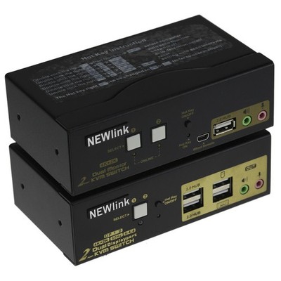 2 Port DUAL SCREEN KVM Switch Box 4K 60Hz Display Kabel Fernbedienung HDMI/DP