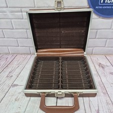 Vintage Cassette Tape Case Holds 16 Brown Leather Faux