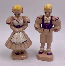 Vintage Kay Finch California Pottery Figurines Peasant Boy and Girl - 6.75" tall