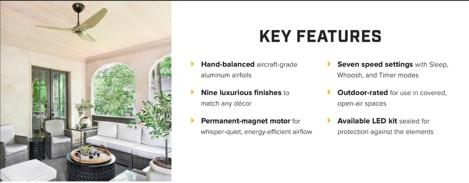 Ventilador de techo Big Ass Fans Haiku exterior 52" bajo perfil DC, blanco, FR127A Foto 4 de 4