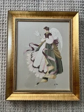 ANGEL OF GRACE Lavendar & Lace Counted Cross Stitch Completed Gold Framed 18x22"