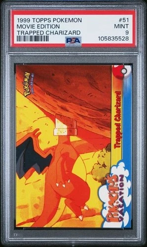 Pokemon TCG Trapped Charizard Pokemon Topps Pikachu's Vacation 51 PSA 9 MINT