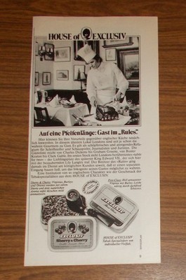 Seltene Werbung House of EXCLUSIV First-Class Pfeifentabak - Rules London 1982