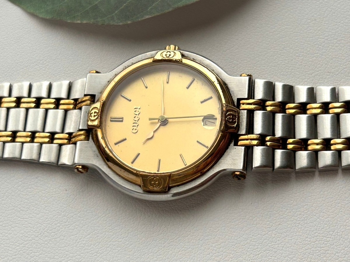 Vintage GUCCI 9000M Gold Dial Silver-Gold Quartz Watch | eBay Vintage GUCCI 9000M Gold Dial Silver-Gold Quartz Watch | eBay
