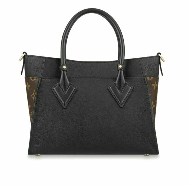 Louis Vuitton On My Side Tote PM Black,Brown Canvas,Leather 
