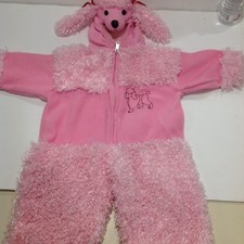 Pink Poodle Full Body Halloween Costume Children's Size 2T with Red Ribbons