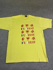 Vintage T Shirt L Screen Stars Best Yellow Funfest Festival Short Sleeve USA