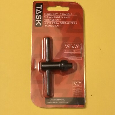 TASK brand Drill Chuck Key T Handle NEW in package 3/8 to 1/2 