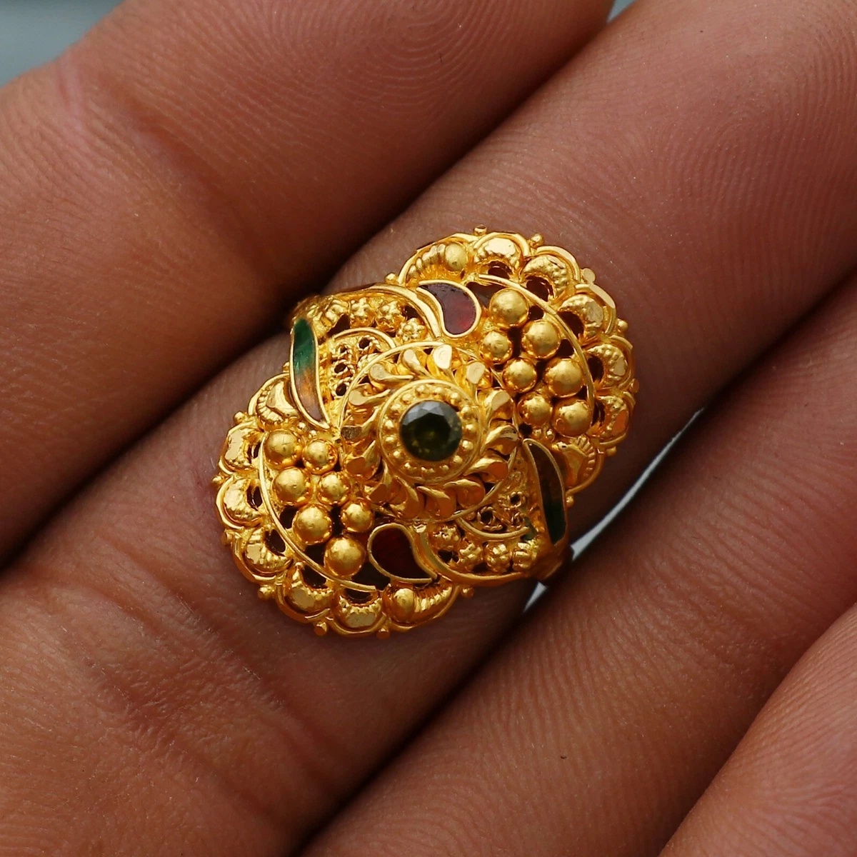 22k Yellow Gold Ring 22Karat Gold Indian Handmade Women Ring For