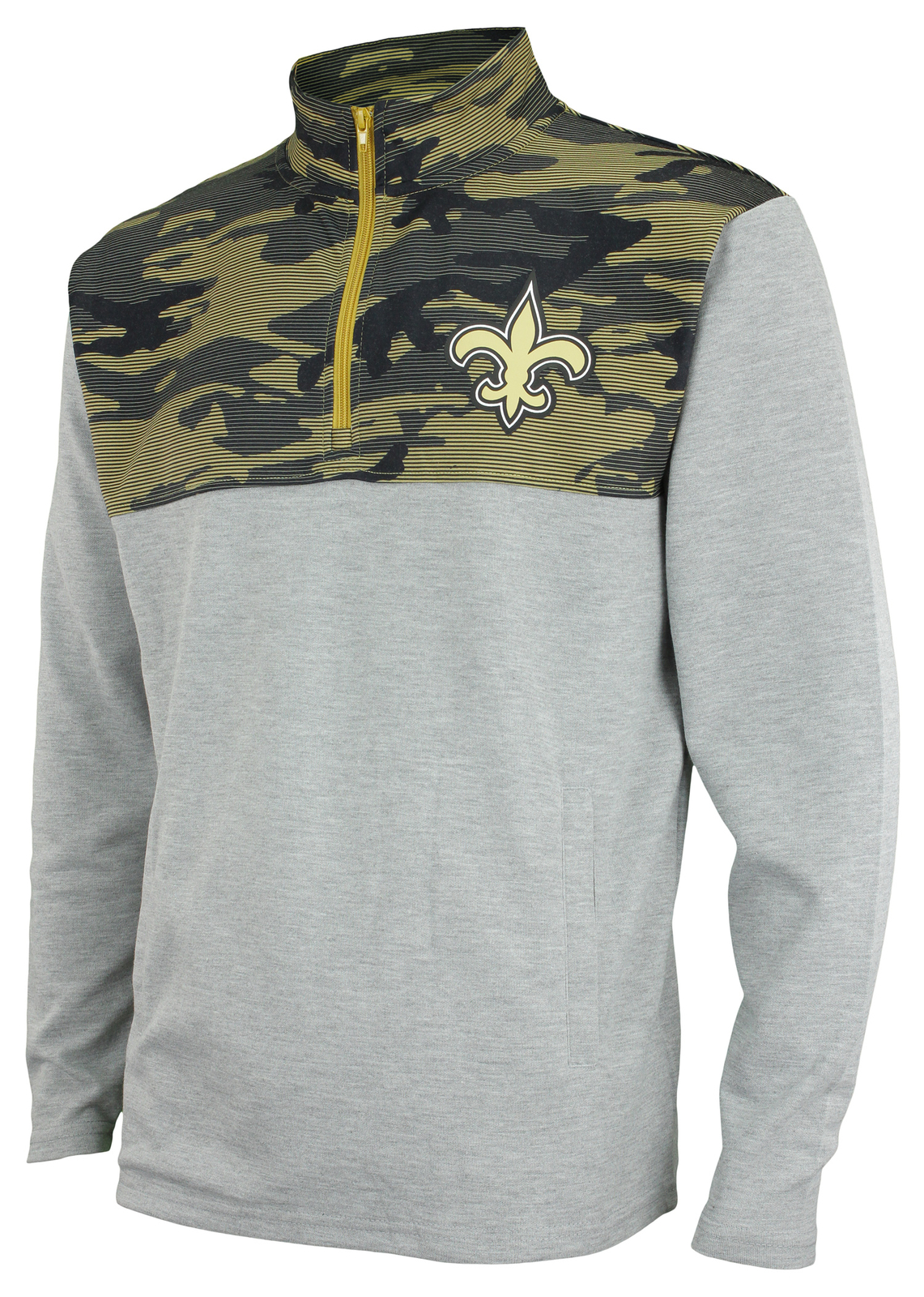Флисовый пуловер Zubaz Mens NFL New Orleans Saints на молнии 1/4 с камуфляжными линиями