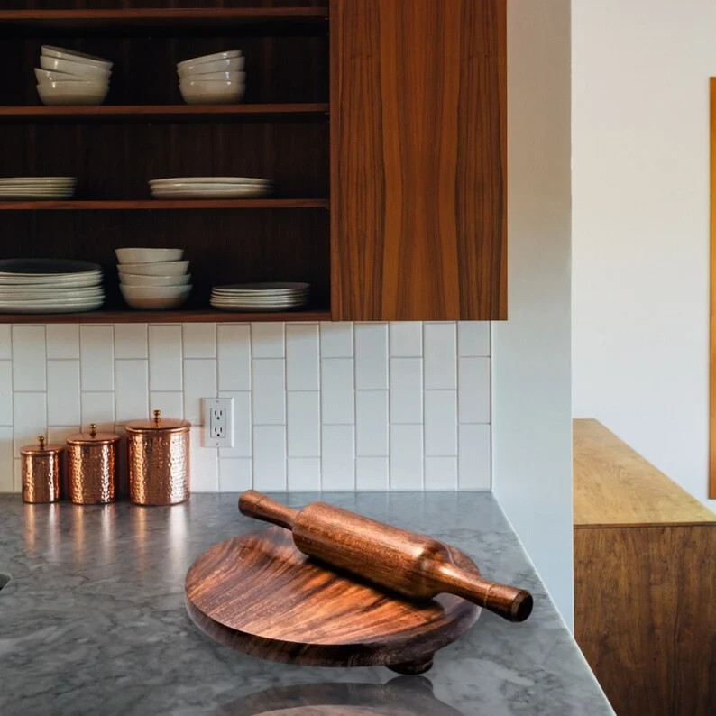 Sheesham Wood Chakla Belan Rolling Pin Board