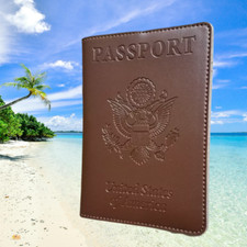 100 Leather United States Embossed Passport Wallet FREE SHIPPING