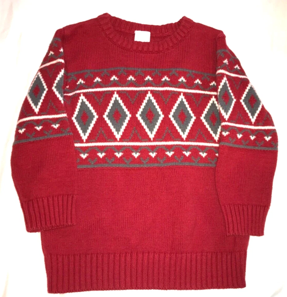 WONDERKIDS GRÖSSE 4T JUNGEN BAUMWOLLE ACRYL PULLOVER PULLI ROT GRAU WEISS GEBRAUCHT, IN EINWANDFREIEM ZUSTAND