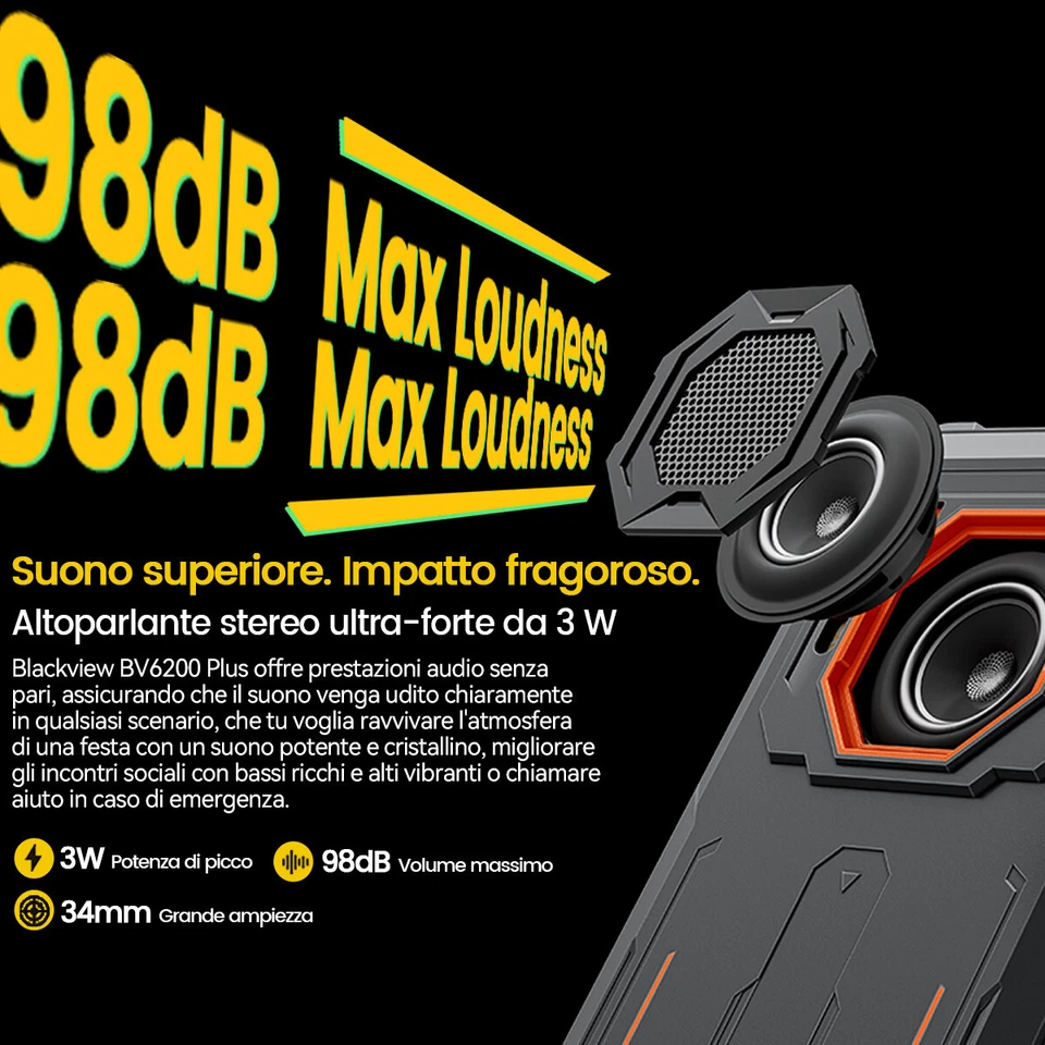 Blackview BV6200 Plus Rugged Smartphone Android 14 6.56" 24GB+256GB 11000mAh NFC - Immagine 4 di 4