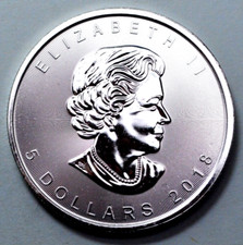 2018 $5 DOLLAR CANADA SILVER MAPLE LEAF 1 OZ 9999 FINE SILVER ROUND COIN. NR $.