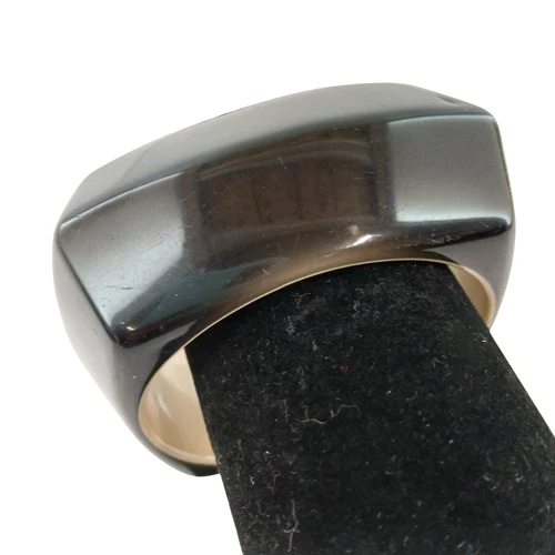 Vintage Bakelite Black Chunky Bangle Bracelet Asymmetrical Shaped Jewelry