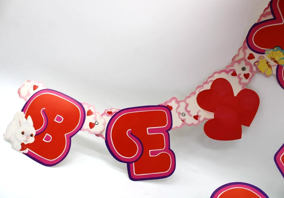 De colección 1982 Beistle Be My Valentine 6 pies CardStock Banner Animales Transmisor Articulado Foto 2 de 4