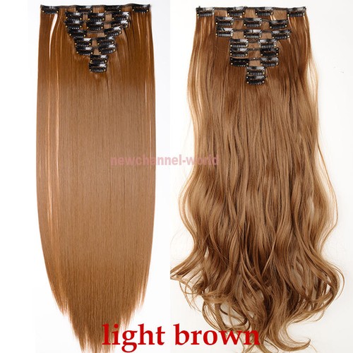 CLEARANCE Thick 8 Pieces/Set Clip In Hair Extensions Full Head Real as Human HYT - Picture 19 of 57