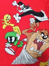 Looney Tunes Sweatshirt Red Taz Tweety Bugs Bunny Marvin Daffy XS Vintage