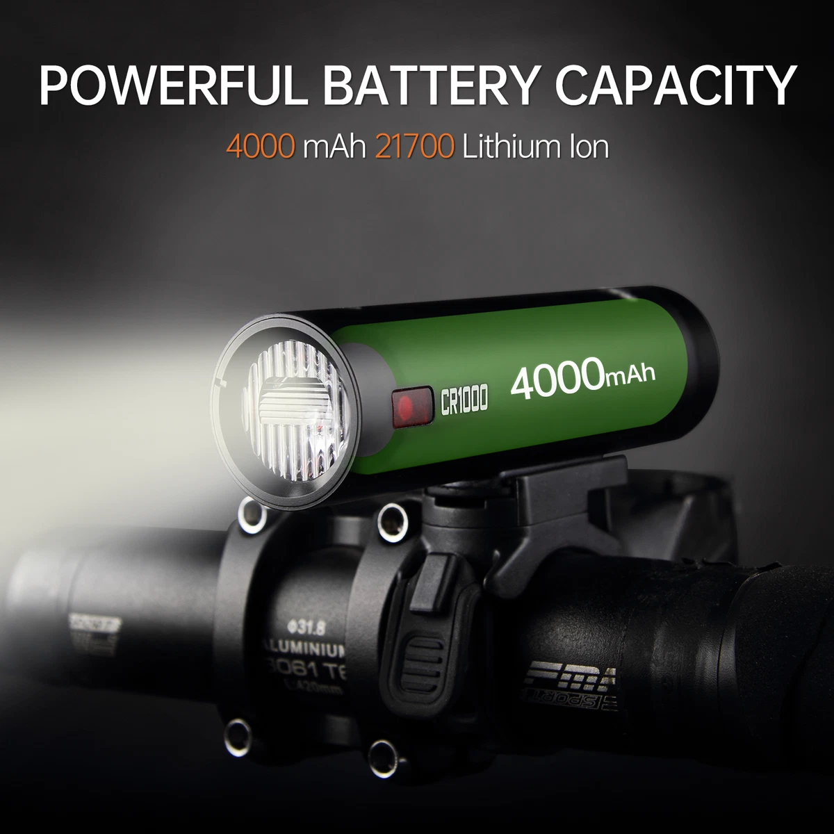 RAVEMEN Front Bike Light Bicycle Head Lights CR1000 Rechargeable 4000mAh Battery