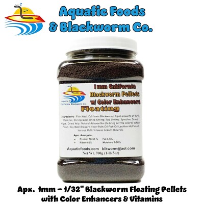 1 mm Floating California Blackworm Pellets with Color Enhancers & Vitamins