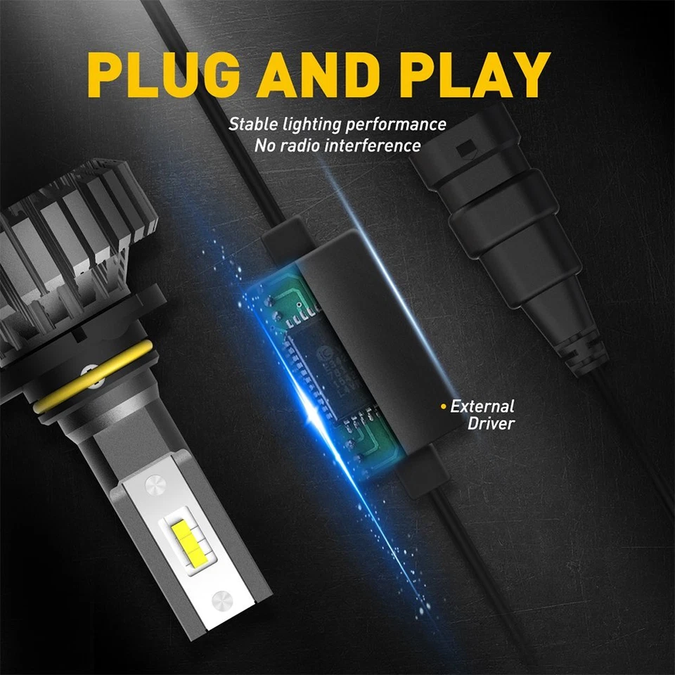 AUXITO 9012 LED Headlight High Bulb Low Beam Fanless 6500K White CANBUS 1-10Set - Image 4 of 4