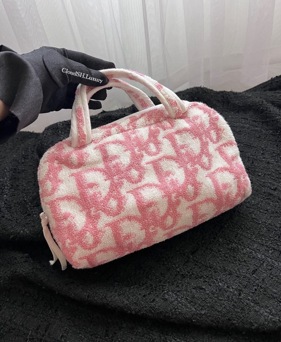 Auth Dior Pink Terry Cloth Trotter Monogram Mini Bag - Vintage | eBay