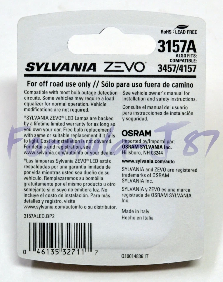 Sylvania ZEVO LED Light 3157 Amber Orange Two Bulbs Front Turn Signal Upgrade OE - Image 3 of 4