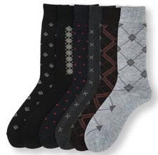 6 Pairs Mens Dress Socks Multi Color Print Casual Work 9915 10-13 Fashion Crew