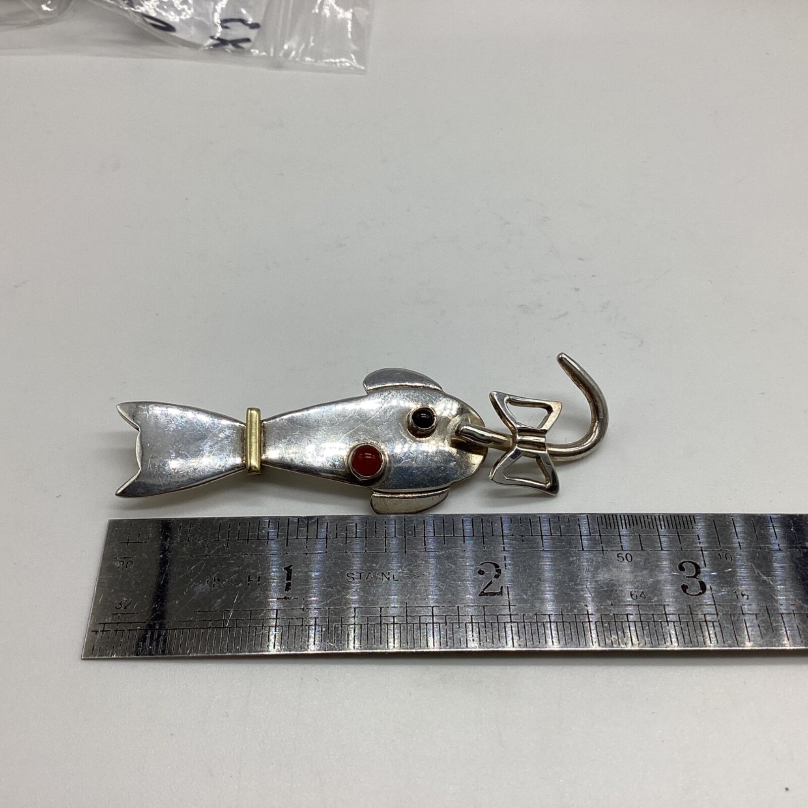 Solid Mexican 925 Solid Silver Cat Brooch Gem Set… - image 9