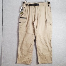 BC Clothing Men Pants 2XL Beige Cargo Convertible Outdoor Hiking Belted NWT