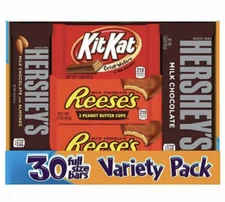 Hershey's Variety Pack, 30 Full Size Bars - Kit Kat Reese’s  Hershey’s FREE SHIP