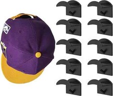 Baseball Cap Hooks Holders X12pcs Self Adhesive Sticky Rack Hanger Plastic Black