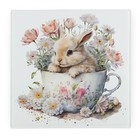 Teacup Bunny Square Glass Worktop Protector/Trivet - Spring Animal Kitchen Gifts